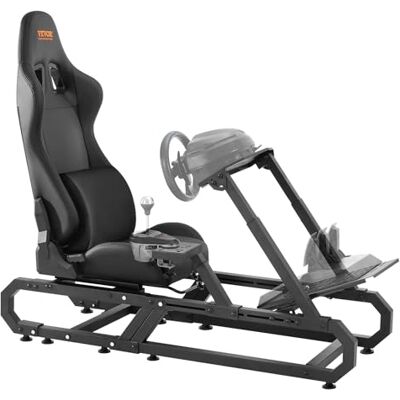 VEVOR Racing Wheel Mount for Logitech G923/G920/G29, Rugged Steel Driving Simulator Cockpit, and Pedal Angle Adjustable 605-795 mm ± 5, Compact, 1430 x 640 x 1270 mm VEVOR Racing Wheel Mount for Logitech G923/G920/G29, Rugged Steel Driving Simulator Cockpit, and Pedal Angle Adjustable 605-795 mm ± 5, Compact, 1430 x 640 x 1270 mm