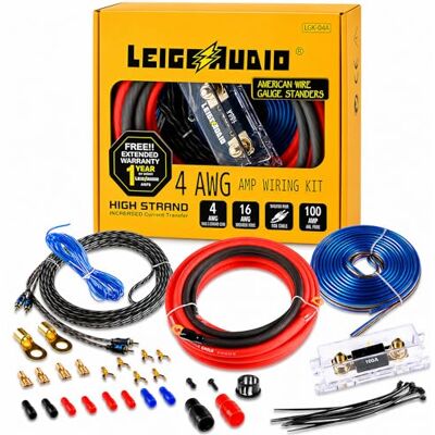 LEIGESAUDIO Kit de cableado de amplificador de calibre 4, kit de cableado de instalación de amplificador Ture 4 AWG, kit de cableado de subwoofer para coche que te ayuda a hacer conexiones y trae LEIGESAUDIO Kit de cableado de amplificador de calibre 4, kit de cableado de instalación de amplificador Ture 4 AWG, kit de cableado de subwoofer para coche que te ayuda a hacer conexiones y trae