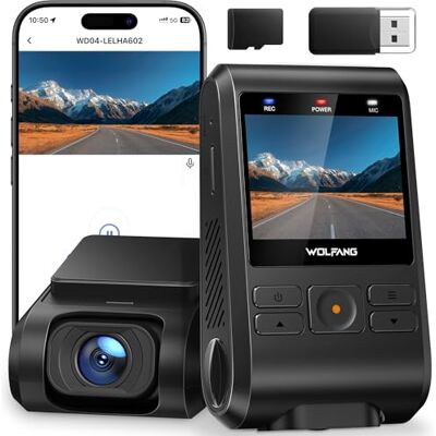 WOLFANG Cámara de Coche 2.5K FHD, Arjeta 32GB SD Incluida Dashcam de Doble Lente para Coches de 170º Gran Angular Monitor de Aparcamiento 24H con Grabación en Bucle y Sensor G WOLFANG Cámara de Coche 2.5K FHD, Arjeta 32GB SD Incluida Dashcam de Doble Lente para Coches de 170º Gran Angular Monitor de Aparcamiento 24H con Grabación en Bucle y Sensor G