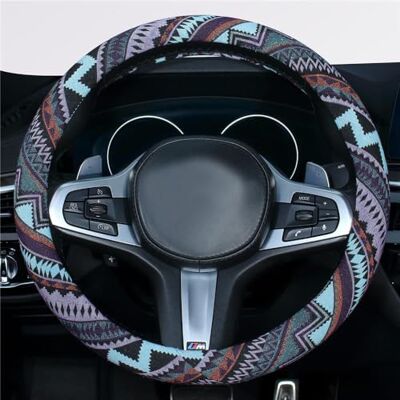 ISTN Funda para Volante de automóvil de Tela de Lino Grueso de Estilo étnico, Antideslizante y Absorbe el Sudor, Funda para automóvil (M, 14.5-15 Pulgadas) ISTN Funda para Volante de automóvil de Tela de Lino Grueso de Estilo étnico, Antideslizante y Absorbe el Sudor, Funda para automóvil (M, 14.5-15 Pulgadas)