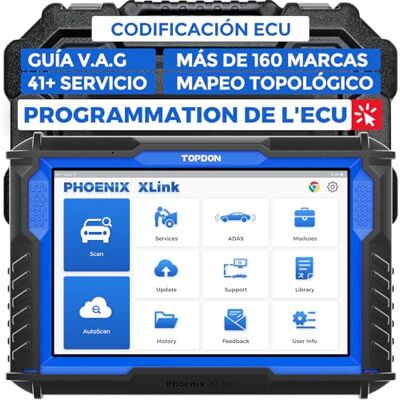 TOPDON Phoenix XLink Herramienta de Diagnóstico de Programación ECU, Escáner de Diagnóstico con Codificación ECU Online/41 Servicio/Control Bidireccional/Guiado V.A.G, Topología, Actualización 2 Años TOPDON Phoenix XLink Herramienta de Diagnóstico de Programación ECU, Escáner de Diagnóstico con Codificación ECU Online/41 Servicio/Control Bidireccional/Guiado V.A.G, Topología, Actualización 2 Años