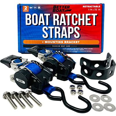 Better Boat Correas de trinquete retráctiles para Barco, Correa de Amarre para Remolque y travesaño, 1 x 72 Pulgadas Better Boat Correas de trinquete retráctiles para Barco, Correa de Amarre para Remolque y travesaño, 1 x 72 Pulgadas
