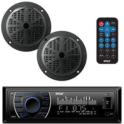 Pyle Kit Receptor Marino con Altavoces, Estereo, Digital LCD, Bluetooth, Microfono, Sistema de Radio Am/FM, Impermeables, Lectores MP3/SD y Mando a Distancia Pyle Kit Receptor Marino con Altavoces, Estereo, Digital LCD, Bluetooth, Microfono, Sistema de Radio Am/FM, Impermeables, Lectores MP3/SD y Mando a Distancia