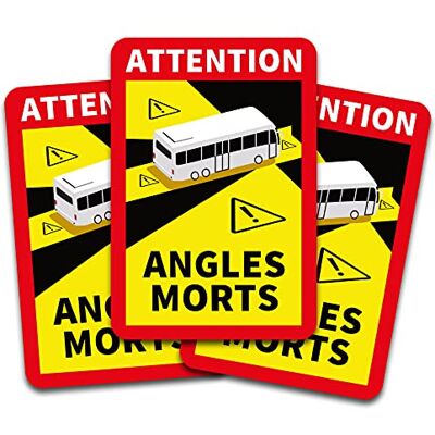 Finest Folia Pegatinas de Attention Angles Morts de 25 x 17 cm para vehículos obligatorios a partir de 3,5 toneladas en Francia R143 (autobús, 3 unidades) Finest Folia Pegatinas de Attention Angles Morts de 25 x 17 cm para vehículos obligatorios a partir de 3,5 toneladas en Francia R143 (autobús, 3 unidades)