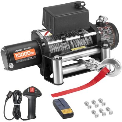 VEVOR Cabrestante Eléctrico 12 V CC, 4500 kg, con Cable de Acero 8,3 mm x 19,8 m, Control Remoto Inalámbrico, IP55 Resistente al Agua, para SUV, Jeep, Remolques, Barcos y Vehículos Todoterreno VEVOR Cabrestante Eléctrico 12 V CC, 4500 kg, con Cable de Acero 8,3 mm x 19,8 m, Control Remoto Inalámbrico, IP55 Resistente al Agua, para SUV, Jeep, Remolques, Barcos y Vehículos Todoterreno