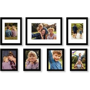 Americanflat Juego de 7 Marcos de Fotos Pared con Paspartús en MDF Negro de 30x40 cm, 23x30 cm y 15x20 cm Marco de Madera, Cristal Irrompible Ideal para Collage, Fotos, Accesorios, Regalo Americanflat Juego de 7 Marcos de Fotos Pared con Paspartús en MDF Negro de 30x40 cm, 23x30 cm y 15x20 cm Marco de Madera, Cristal Irrompible Ideal para Collage, Fotos, Accesorios, Regalo