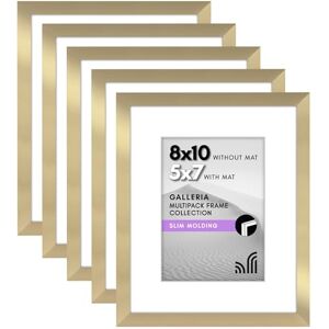 Americanflat Galleria Juego de 5 marcos para fotos de 20,3 x 25,4 cm con plexiglás pulido, marco de 12,7 x 17,8 cm con paspartú o de 20,3 x 25,4 cm sin, para exhibición en mesa o pared, dorado Americanflat Galleria Juego de 5 marcos para fotos de 20,3 x 25,4 cm con plexiglás pulido, marco de 12,7 x 17,8 cm con paspartú o de 20,3 x 25,4 cm sin, para exhibición en mesa o pared, dorado