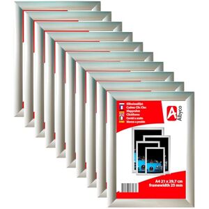 Albyco 10x Marcos Plegables A4, Clic Clac, Marco Intercambiable, Sistema Easy Click, Marco de Fotos, Formato A4, 29,7 x 42 cm, Ancho del Perfil 25 mm, Aluminio, Cristal Antirreflectante. Albyco 10x Marcos Plegables A4, Clic Clac, Marco Intercambiable, Sistema Easy Click, Marco de Fotos, Formato A4, 29,7 x 42 cm, Ancho del Perfil 25 mm, Aluminio, Cristal Antirreflectante.