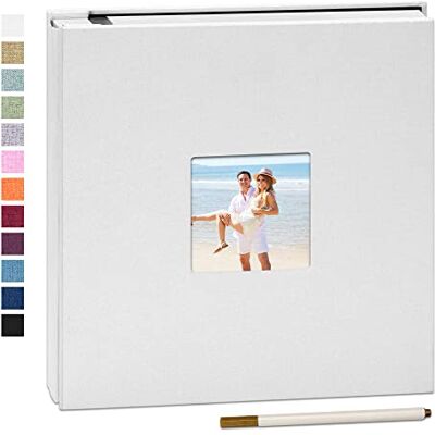 Yopih Álbum de Fotos Autoadhesivo, 40 Páginas, 33x32 cm, Blanco Scrapbook de Lino, Con Bolígrafo Metálico, Regalo Familia Bodas Viajes Yopih Álbum de Fotos Autoadhesivo, 40 Páginas, 33x32 cm, Blanco Scrapbook de Lino, Con Bolígrafo Metálico, Regalo Familia Bodas Viajes