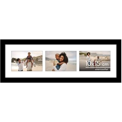 Americanflat Marco para Collage de Fotos 10x15 cm con Vidrio Resistente a Roturas Para Tres Fotos de 10x15 cm o Usar como de 15x51 cm Portafotos Multiple para Exhibición en Mesa y Pared Negro Americanflat Marco para Collage de Fotos 10x15 cm con Vidrio Resistente a Roturas Para Tres Fotos de 10x15 cm o Usar como de 15x51 cm Portafotos Multiple para Exhibición en Mesa y Pared Negro