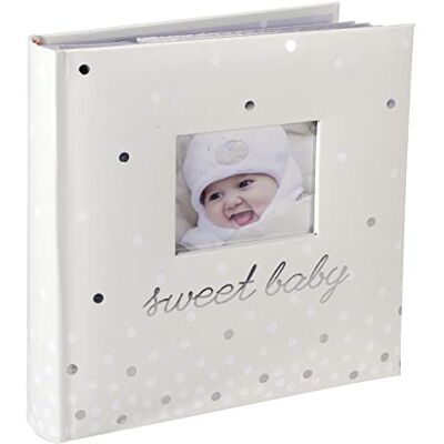 Malden International Designs Sweet Baby Álbum de Fotos con Apertura de Fotos, 160-4 x 6, Color Blanco Malden International Designs Sweet Baby Álbum de Fotos con Apertura de Fotos, 160-4 x 6, Color Blanco