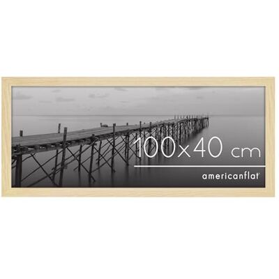 Americanflat Marco de Fotos 100x40 cm en Roble Natural Marco Fotos Madera con Cubierta de Plástico Resistente y Ganchos para Colgar en Pared Exposición Horizontal y Vertical Americanflat Marco de Fotos 100x40 cm en Roble Natural Marco Fotos Madera con Cubierta de Plástico Resistente y Ganchos para Colgar en Pared Exposición Horizontal y Vertical