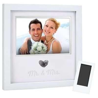 Pearhead Marco de Fotos para Recuerdos de Boda, Madera, Mr. and Mrs. Thumbprint Frame, 1.75 x 20.6 x 20.6 cm Pearhead Marco de Fotos para Recuerdos de Boda, Madera, Mr. and Mrs. Thumbprint Frame, 1.75 x 20.6 x 20.6 cm