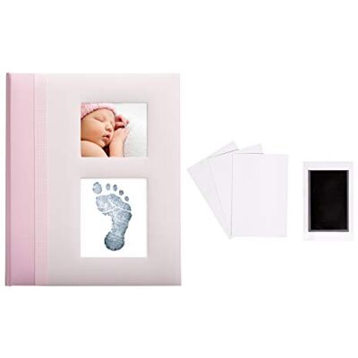 Pearhead Libro de recuerdos para bebé con almohadilla de tinta segura para bebés de tacto limpio incluido para crear la mano o la huella del bebé, regalo para mamá nueva, niña, diario de registro, Pearhead Libro de recuerdos para bebé con almohadilla de tinta segura para bebés de tacto limpio incluido para crear la mano o la huella del bebé, regalo para mamá nueva, niña, diario de registro,