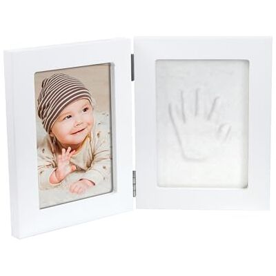 Dooky Happy Hands Pequeño juego de huellas de mano de doble marco para las huellas de mano o de pie de un bebé (dimensiones: 17 x 13 cm, incluye arcilla de modelar inocua), blanco Dooky Happy Hands Pequeño juego de huellas de mano de doble marco para las huellas de mano o de pie de un bebé (dimensiones: 17 x 13 cm, incluye arcilla de modelar inocua), blanco