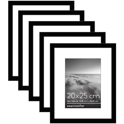 Americanflat Marco de Fotos 20x25 cm en Color Negro 5 Unidades Marco de 13x18 cm con Paspartú o Marco de 20x25 cm Sin Paspartú Acrílico Resistente a los Golpes con Agujero para Colgar Americanflat Marco de Fotos 20x25 cm en Color Negro 5 Unidades Marco de 13x18 cm con Paspartú o Marco de 20x25 cm Sin Paspartú Acrílico Resistente a los Golpes con Agujero para Colgar