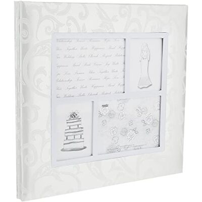 Pioneer 12 Pulgadas por 12 Pulgadas Postbound 4-Frame Tela Cubierta de Libro, Color Blanco Pioneer 12 Pulgadas por 12 Pulgadas Postbound 4-Frame Tela Cubierta de Libro, Color Blanco