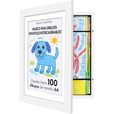 Americanflat Marco Dibujos Infantiles A4 en Blanco Cuadro de Almacenamiento para Niños para 100 Unidades, Proyectos de Arte, Puzzles y Fotos Madera de Ingeniería con Vidrio Resistente Americanflat Marco Dibujos Infantiles A4 en Blanco Cuadro de Almacenamiento para Niños para 100 Unidades, Proyectos de Arte, Puzzles y Fotos Madera de Ingeniería con Vidrio Resistente