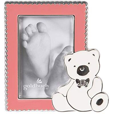 Goldbuch Marco de fotos para bebé en formato de 5 x 8 cm, marco de fotos de metal, con soporte, marco de fotos con oso y brillantes, marco rosa, aprox. 9 x 9,8 x 1 cm Goldbuch Marco de fotos para bebé en formato de 5 x 8 cm, marco de fotos de metal, con soporte, marco de fotos con oso y brillantes, marco rosa, aprox. 9 x 9,8 x 1 cm