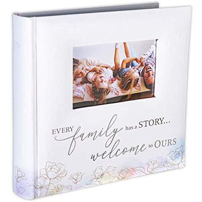 Malden International Designs Álbum de fotos de 4 x 6 pulgadas con área de escritura de notas, cada familia tiene una historia, bienvenido a nuestra cubierta de acuarela, libro encuadernado blanco Malden International Designs Álbum de fotos de 4 x 6 pulgadas con área de escritura de notas, cada familia tiene una historia, bienvenido a nuestra cubierta de acuarela, libro encuadernado blanco
