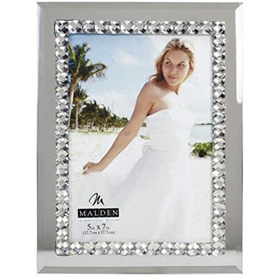 Malden International Designs Brilliance Jewel Marco de Fotos con Espejo, 5 x 7 Pulgadas, Espejo, Metal Plateado Malden International Designs Brilliance Jewel Marco de Fotos con Espejo, 5 x 7 Pulgadas, Espejo, Metal Plateado