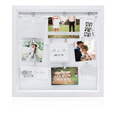 Pearhead Mr. & Mrs. Marco de collage con clip para recuerdos de boda, perfecto para despedida de soltera o boda Pearhead Mr. & Mrs. Marco de collage con clip para recuerdos de boda, perfecto para despedida de soltera o boda