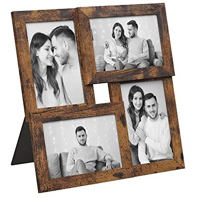 SONGMICS Collage de Marco de Fotos, 4 Marcos para Pared 30 x 30 cm Marcos Múltiples, Decoración de Pared, Marrón Rústico y Vidrio transparente, Colección KAVI RPF025X01 SONGMICS Collage de Marco de Fotos, 4 Marcos para Pared 30 x 30 cm Marcos Múltiples, Decoración de Pared, Marrón Rústico y Vidrio transparente, Colección KAVI RPF025X01