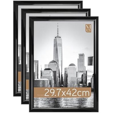 MCS Marco Trendsetter 29,7 x 42,0 cm, Marco Negro de Alta Densidad, Fijación a Pared Vertical y Horizontal, Marco para Fotos, Pósteres y Arte Tamaño A3 (Paquete de 3) MCS Marco Trendsetter 29,7 x 42,0 cm, Marco Negro de Alta Densidad, Fijación a Pared Vertical y Horizontal, Marco para Fotos, Pósteres y Arte Tamaño A3 (Paquete de 3)