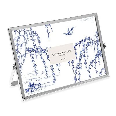 Laura Ashley Marco de fotos plano de metal plateado de 4 x 6 pulgadas (horizontal) con soporte de caballete extraíble, hecho para mesa, encimera, estante y escritorio (6 x 4, plateado) Laura Ashley Marco de fotos plano de metal plateado de 4 x 6 pulgadas (horizontal) con soporte de caballete extraíble, hecho para mesa, encimera, estante y escritorio (6 x 4, plateado)