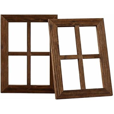 Relaxdays Marcos Decorativos para Ventanas, Set de 2, 40×28 cm, Estilo rústico, Madera Vintage con travesaños, marrón Relaxdays Marcos Decorativos para Ventanas, Set de 2, 40×28 cm, Estilo rústico, Madera Vintage con travesaños, marrón