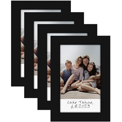 Americanflat Juego de 4 portarretratos de 2 x 3 pulgadas, color negro, uso como marco de 2 x 3 para fotos de impresión instantánea, mini marco de fotos con vidrio transparente, accesorios para colgar Americanflat Juego de 4 portarretratos de 2 x 3 pulgadas, color negro, uso como marco de 2 x 3 para fotos de impresión instantánea, mini marco de fotos con vidrio transparente, accesorios para colgar