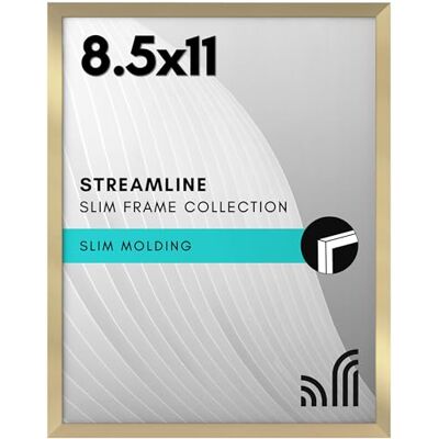 Americanflat 8.5x11 Picture Frame with Shatter-Resistant Glass Streamline Collection Thin Border Photo Frame for Tabletop and Wall Display Hanging Hardware and Easel Stand Included Gold Americanflat 8.5x11 Picture Frame with Shatter-Resistant Glass Streamline Collection Thin Border Photo Frame for Tabletop and Wall Display Hanging Hardware and Easel Stand Included Gold