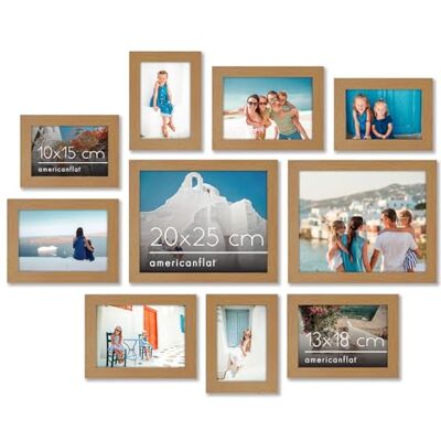 Americanflat Set de 10 Marcos de Fotos Collage Portafotos Multiple con 2 de 20x25 cm, 4 de 13x18 cm y 4 de 10x15 cm Marcos de Pared en MDF Roble Oscuro para Hogar, Oficina y Galería Americanflat Set de 10 Marcos de Fotos Collage Portafotos Multiple con 2 de 20x25 cm, 4 de 13x18 cm y 4 de 10x15 cm Marcos de Pared en MDF Roble Oscuro para Hogar, Oficina y Galería