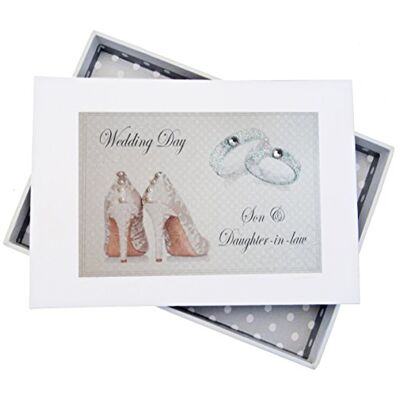 White Cotton Cards Blanco Tarjetas de algodón Día, Hijo e Hija IN-Law Mini álbum de Fotos, diseño de Zapatos y Anillos de Boda, Junta, Blanco, 12,5 x 17,5 x 2,5 cm White Cotton Cards Blanco Tarjetas de algodón Día, Hijo e Hija IN-Law Mini álbum de Fotos, diseño de Zapatos y Anillos de Boda, Junta, Blanco, 12,5 x 17,5 x 2,5 cm