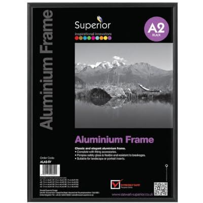 SECO Stewart Superior A2 horizontal/vertical con vidrio cristal de seguridad aluminio marco de fotos – negro SECO Stewart Superior A2 horizontal/vertical con vidrio cristal de seguridad aluminio marco de fotos – negro