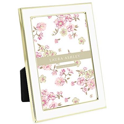 Laura Ashley Marco de fotos esmaltado blanco de 10 x 15 cm, borde metal dorado con caballete, para encimera, exposición sobre mesa, estantería, escritorio, decoración de pared, galería de fotos Laura Ashley Marco de fotos esmaltado blanco de 10 x 15 cm, borde metal dorado con caballete, para encimera, exposición sobre mesa, estantería, escritorio, decoración de pared, galería de fotos