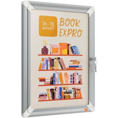 Nobo Premium Plus vitrina portacarteles A3 con cerradura de aluminio Marco A3, puerta abatible frontal, cubierta antirreflejos, perfil 32 mm, para oficina, escuela, zonas de mucho tránsito Nobo Premium Plus vitrina portacarteles A3 con cerradura de aluminio Marco A3, puerta abatible frontal, cubierta antirreflejos, perfil 32 mm, para oficina, escuela, zonas de mucho tránsito
