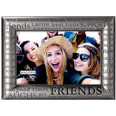 Malden International Designs Modern Pewter Metal Diecast Friends Expressions Picture Frame, 4x6, Silver Malden International Designs Modern Pewter Metal Diecast Friends Expressions Picture Frame, 4x6, Silver