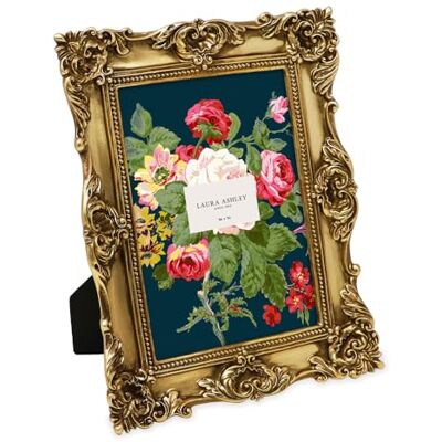 Laura Ashley Marco de fotos de resina hecho a mano con caballete y gancho para mesa y pared, diseño floral decorativo para decoración del hogar, galería de fotos, arte y más (13 x 18 cm, dorado) Laura Ashley Marco de fotos de resina hecho a mano con caballete y gancho para mesa y pared, diseño floral decorativo para decoración del hogar, galería de fotos, arte y más (13 x 18 cm, dorado)