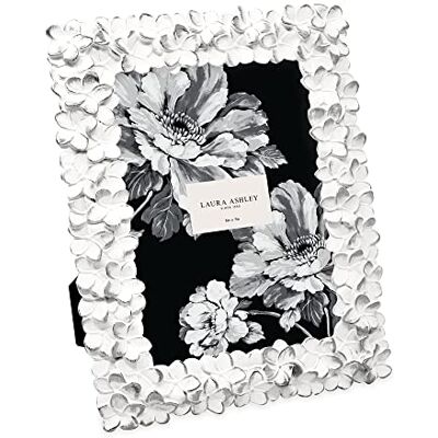 Marco de fotos Laura Ashley 5x7 de resina artesanal con decoración floral plateada - Marco de fotos Marco de fotos Laura Ashley 5x7 de resina artesanal con decoración floral plateada - Marco de fotos