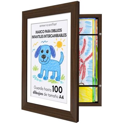 Americanflat Marco Dibujos Infantiles A4 en Nogal Cuadro de Almacenamiento para Niños para 100 Unidades, Proyectos de Arte, Puzzles y Fotos Madera de Ingeniería con Vidrio Resistente Americanflat Marco Dibujos Infantiles A4 en Nogal Cuadro de Almacenamiento para Niños para 100 Unidades, Proyectos de Arte, Puzzles y Fotos Madera de Ingeniería con Vidrio Resistente