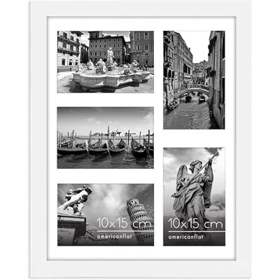 Americanflat Collage de Marco de Fotos 10x15 cm en Blanco Portafotos Multiple 28x36 cm para 5 Fotos 10x15 cm en Pared MDF con Vidrio Resistente a los Golpes Americanflat Collage de Marco de Fotos 10x15 cm en Blanco Portafotos Multiple 28x36 cm para 5 Fotos 10x15 cm en Pared MDF con Vidrio Resistente a los Golpes