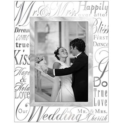 Malden International Designs Mirrored Glass with Silver Metal Inner Border Mr. and Mrs. Picture Frame, 4x6, Silver Malden International Designs Mirrored Glass with Silver Metal Inner Border Mr. and Mrs. Picture Frame, 4x6, Silver