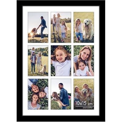 Americanflat Marco Collage 10x15 cm con Cubierta de Plástico Resistente Marcos para Varias Fotos para Nueve Fotos de 10x15 cm o Uso como de 36x51 cm para Exhibición en Pared Negro Americanflat Marco Collage 10x15 cm con Cubierta de Plástico Resistente Marcos para Varias Fotos para Nueve Fotos de 10x15 cm o Uso como de 36x51 cm para Exhibición en Pared Negro