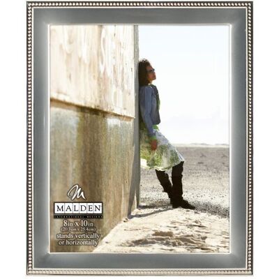 Malden International Designs Marco de Fotos clásico de Metal Plateado con Cuentas Plateadas, 20 x 25 cm, Color Plateado Malden International Designs Marco de Fotos clásico de Metal Plateado con Cuentas Plateadas, 20 x 25 cm, Color Plateado