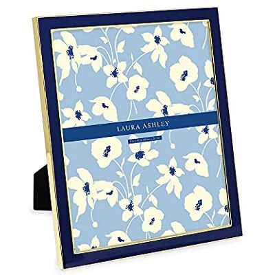 Laura Ashley Marco de fotos esmaltado azul marino de 20 x 25 cm, borde de metal dorado con caballete, para encimera, mesa, estantería, escritorio, decoración de pared, galería de fotos Laura Ashley Marco de fotos esmaltado azul marino de 20 x 25 cm, borde de metal dorado con caballete, para encimera, mesa, estantería, escritorio, decoración de pared, galería de fotos