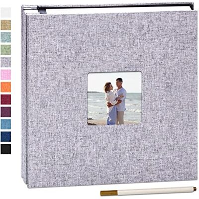 Yopih Álbum de Fotos Autoadhesivo, 40 Páginas, 33x32 cm, Gris Scrapbook de Lino, Con Bolígrafo Metálico, Regalo Familia Bodas Viajes Yopih Álbum de Fotos Autoadhesivo, 40 Páginas, 33x32 cm, Gris Scrapbook de Lino, Con Bolígrafo Metálico, Regalo Familia Bodas Viajes