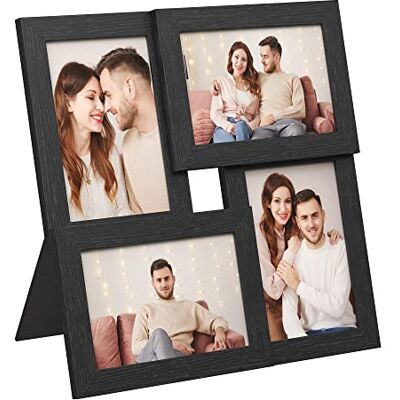 SONGMICS Marco de fotos, para 4 fotos, 30 x 30 cm Marco para imagen, para ensamblar, protección de plástico PS, Vidrio transparente, Negro Ceniza, Colección KAVI RPF25BK SONGMICS Marco de fotos, para 4 fotos, 30 x 30 cm Marco para imagen, para ensamblar, protección de plástico PS, Vidrio transparente, Negro Ceniza, Colección KAVI RPF25BK