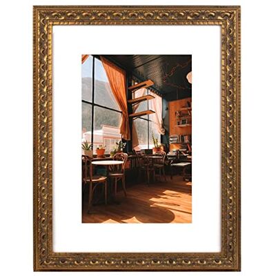 , Marco de color bronce ornamentado de 12 x 16 pulgadas, paspartú blanco para fotos de 8 x 12 pulgadas, diseño de moldura complejo, montaje en pared, vertical/horizontal, vidrio , Marco de color bronce ornamentado de 12 x 16 pulgadas, paspartú blanco para fotos de 8 x 12 pulgadas, diseño de moldura complejo, montaje en pared, vertical/horizontal, vidrio