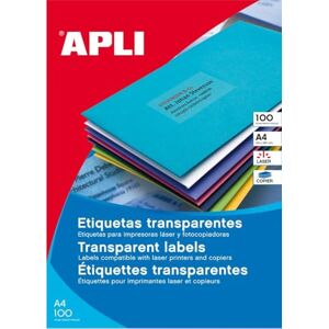 APLI Etiquetas translúcidas resistentes intemperie 63,5 x 38,1 mm 20 hojas APLI Etiquetas translúcidas resistentes intemperie 63,5 x 38,1 mm 20 hojas